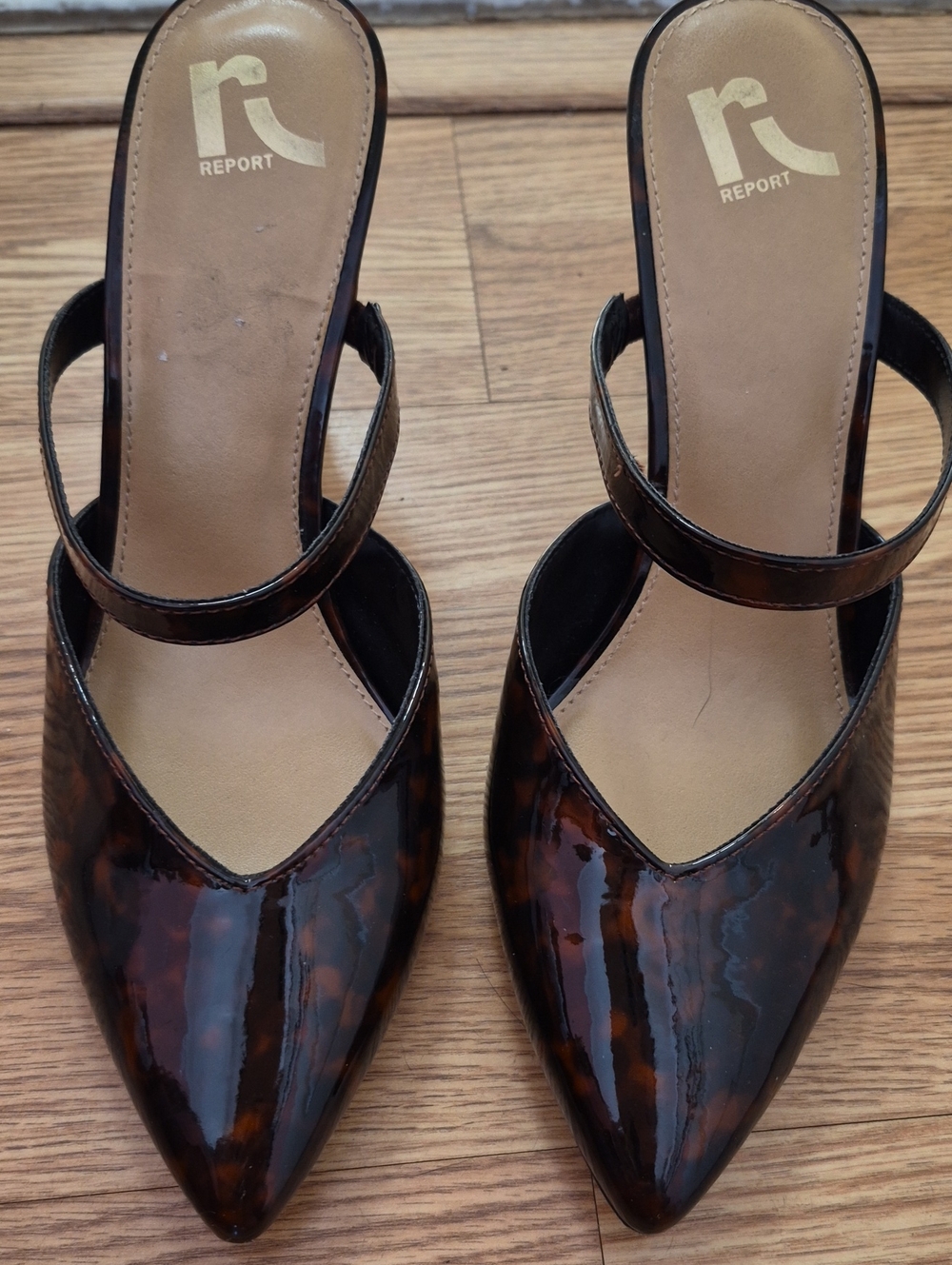 Report Brown Tortoiseshell Patent Pointed-Toe Heels
